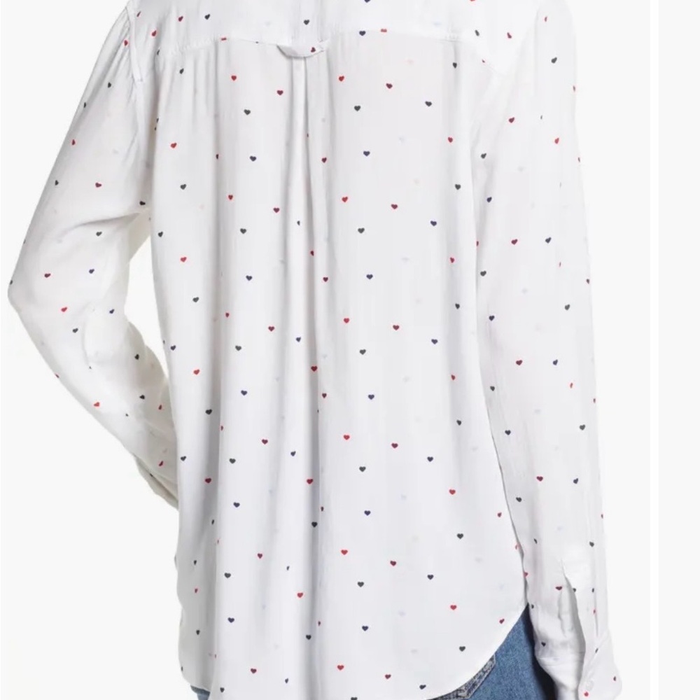 Rails Rocsi Heart print 100% rayon shirt - Picture 2 of 12